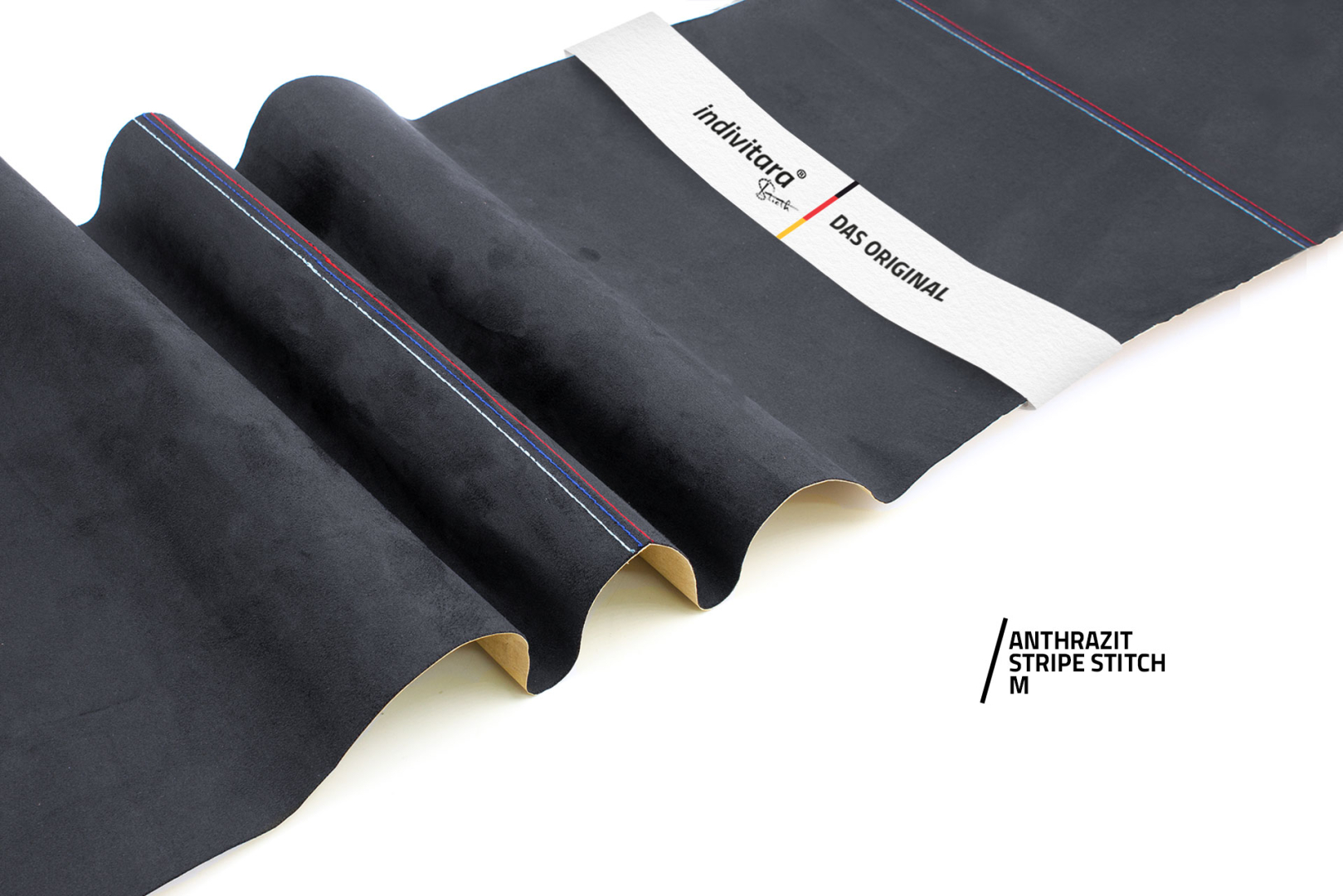 indivitara® Premium Stitch - selbstklebender Mikrofaserstoff Premium mit echten Nähten - Meterware - verschiedene Farben